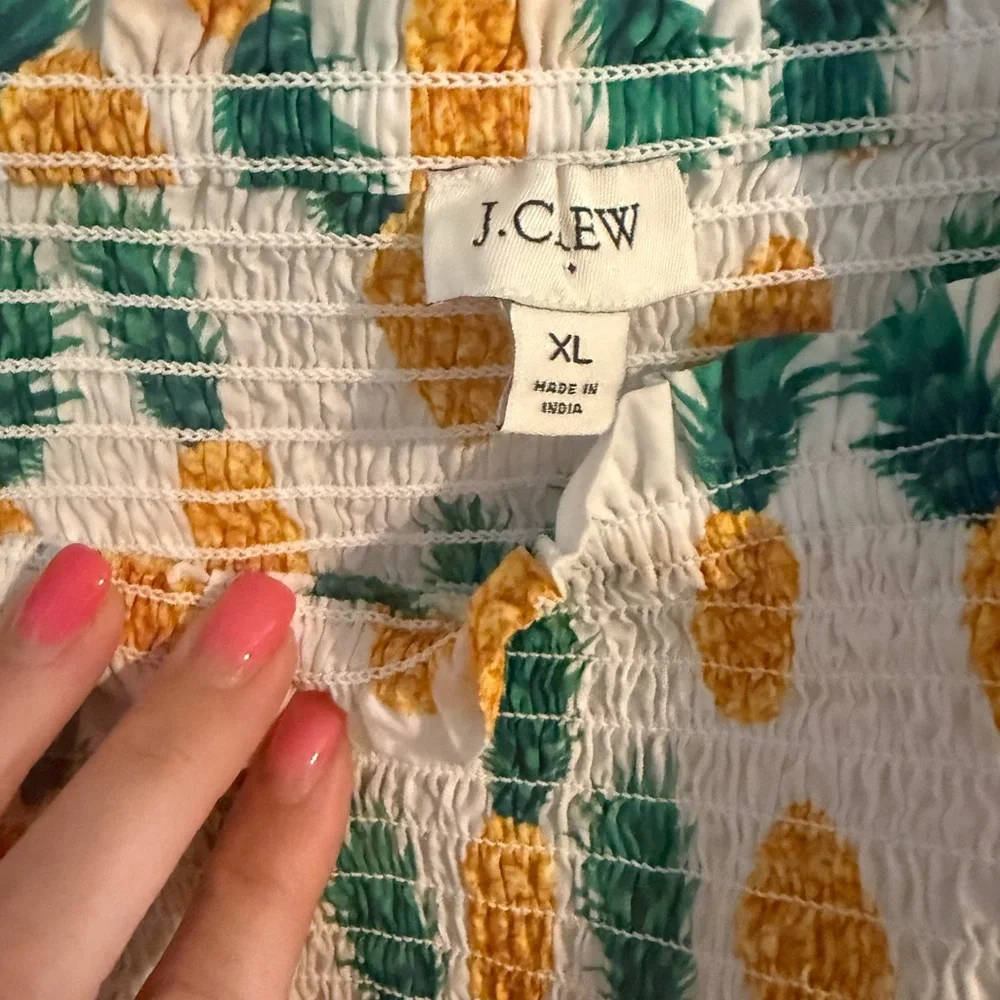 J.Crew Pineapple Print Smocked Peplum Tank Top‎ XL